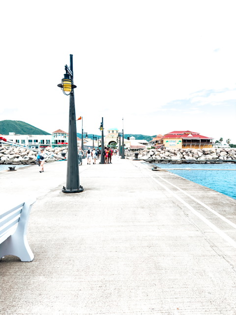 The view of the pier of the Basseterre, St. Kitts cruise port.