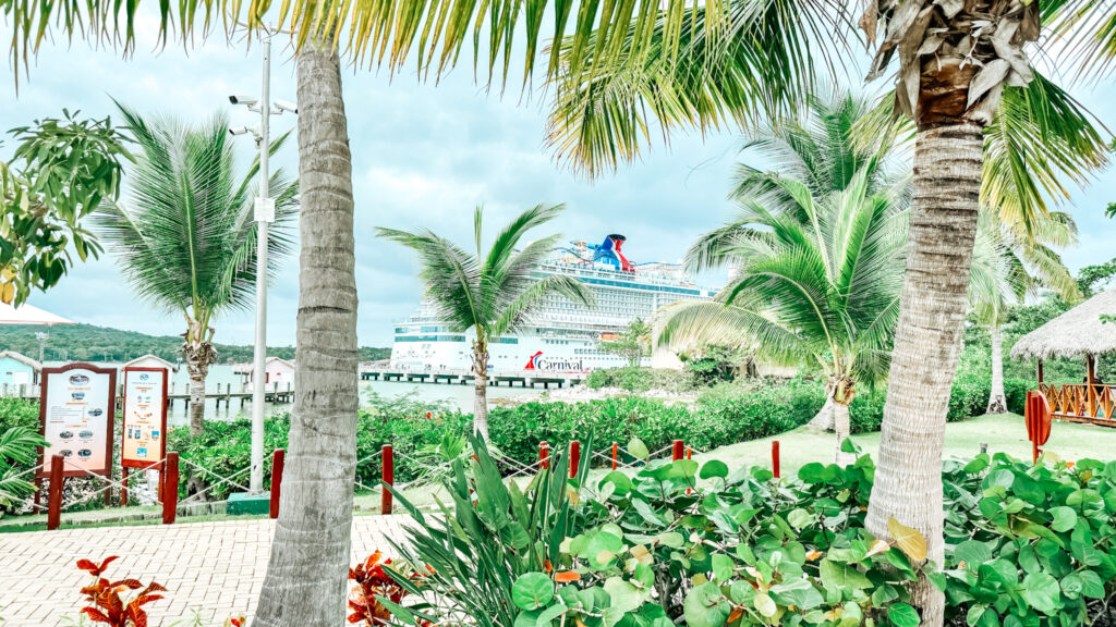 A Carnival Cruise ship docked at Amber Cove in Puerto Plata, Dominican Republic