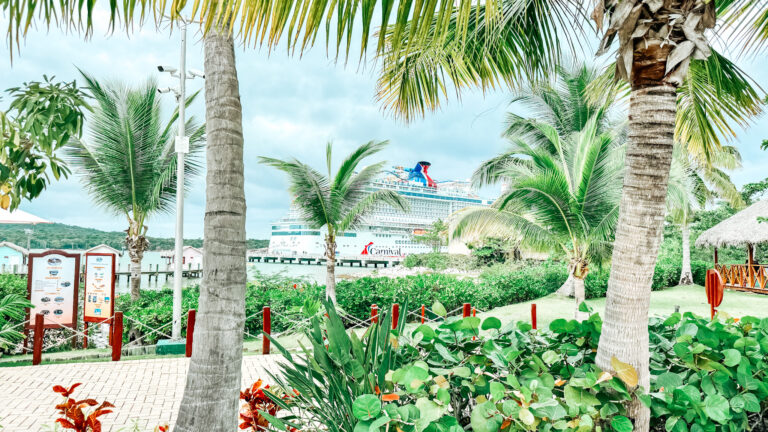 A Carnival Cruise ship docked at Amber Cove in Puerto Plata, Dominican Republic